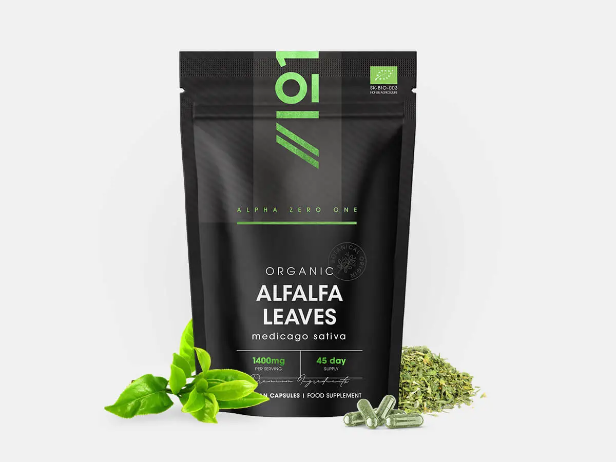 Organic Alfalfa Powder 1400mg - 120 Capsules - Alpha01