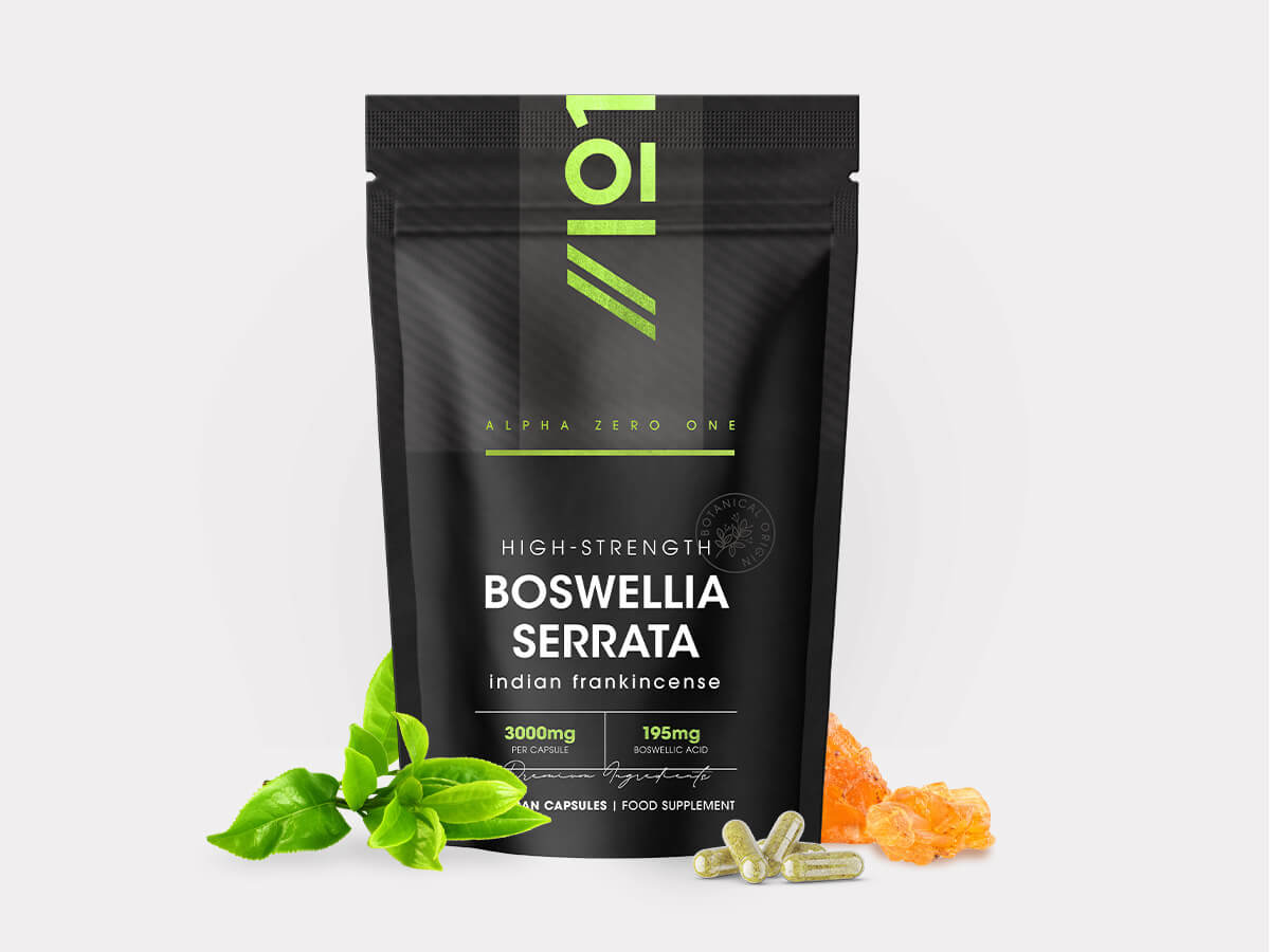 Alpha01 Boswellia Serrata pouch, Indian frankincense, 3000mg per capsule, 195mg boswellic acid, vegan capsules