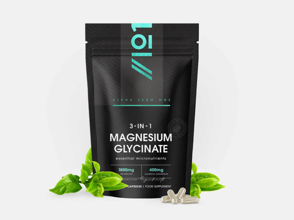 magnesium glycinate 1800mg – Alpha01 Magnesium Glycinate 3-IN-1, 180 vegan capsules, 90 day supply